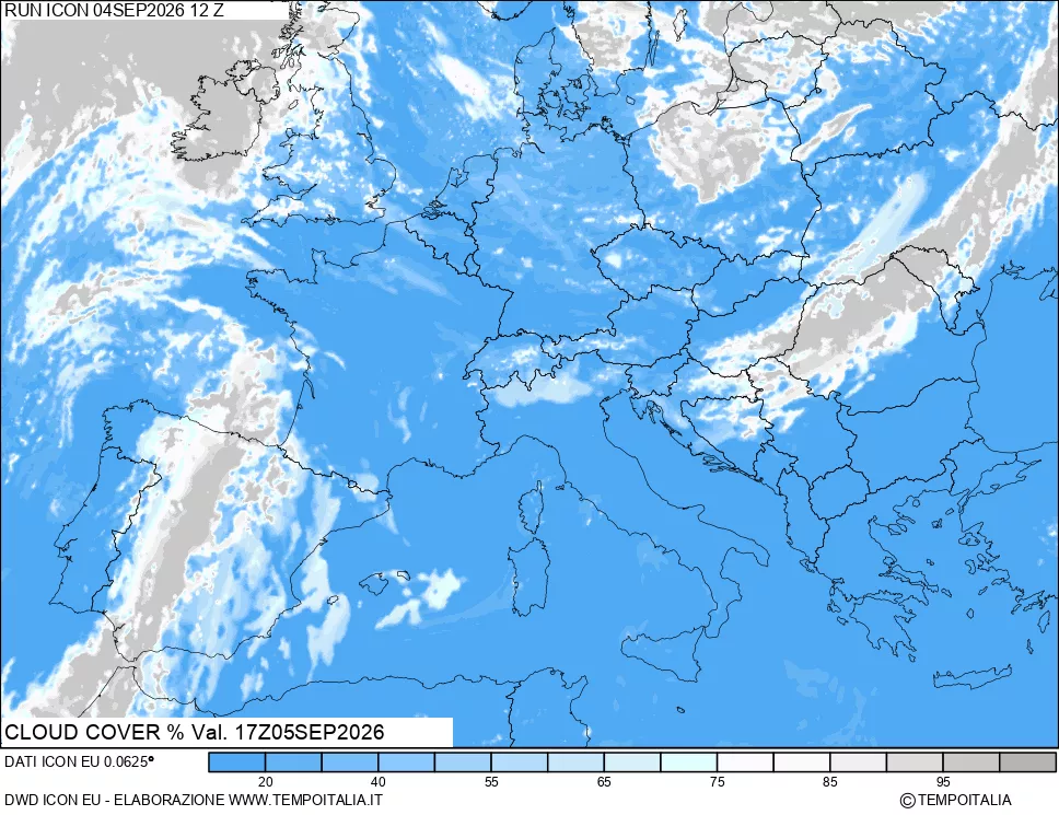 mappa Nuvolosit&agrave; totale