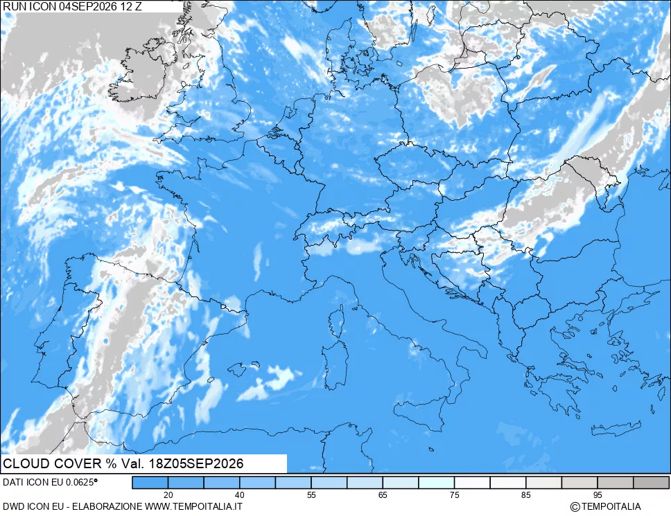 mappa Nuvolosit&agrave; totale