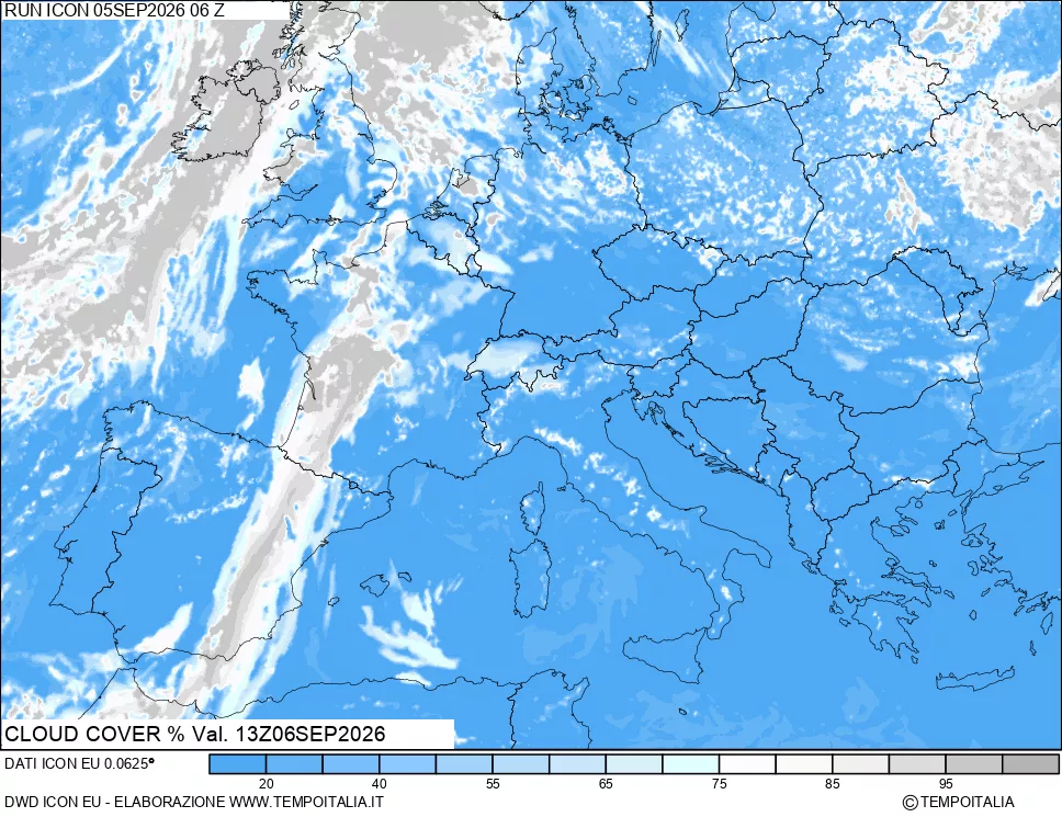 mappa Nuvolosit&agrave; totale