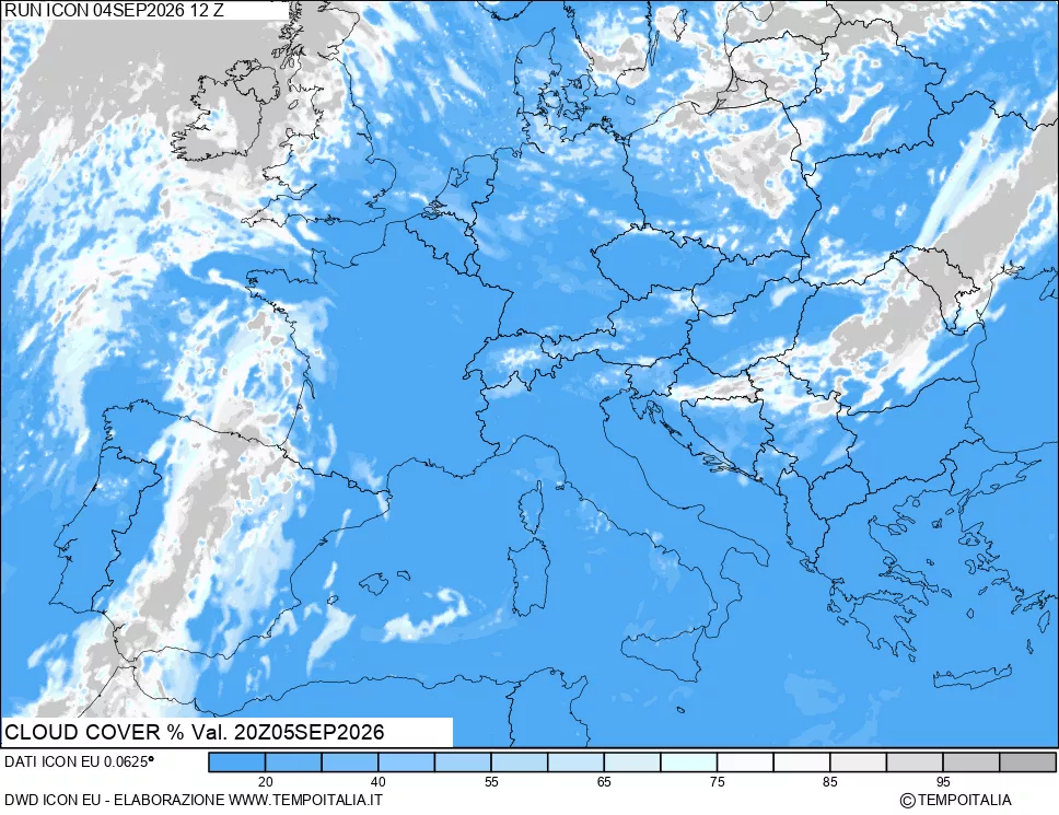 mappa Nuvolosit&agrave; totale