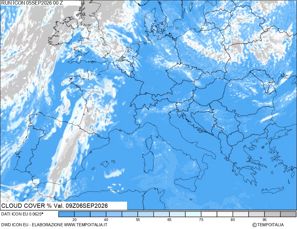 mappa Nuvolosit&agrave; totale