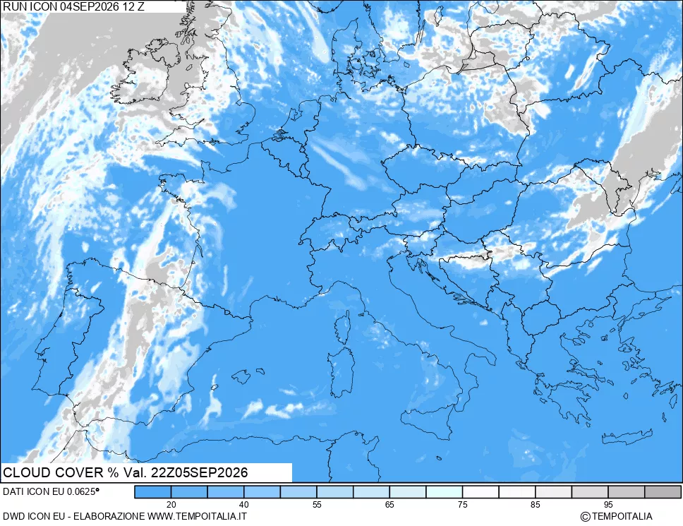mappa Nuvolosit&agrave; totale