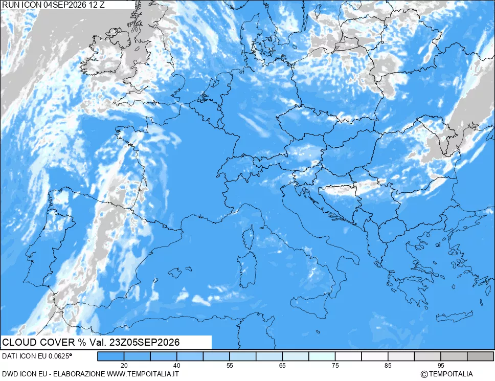 mappa Nuvolosit&agrave; totale