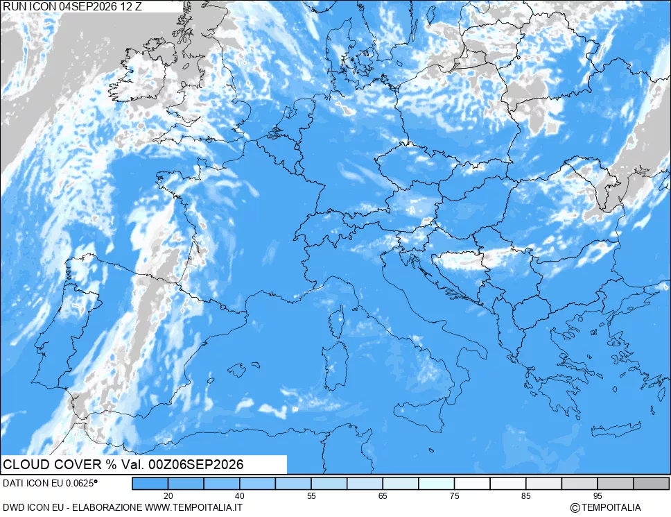 mappa Nuvolosit&agrave; totale