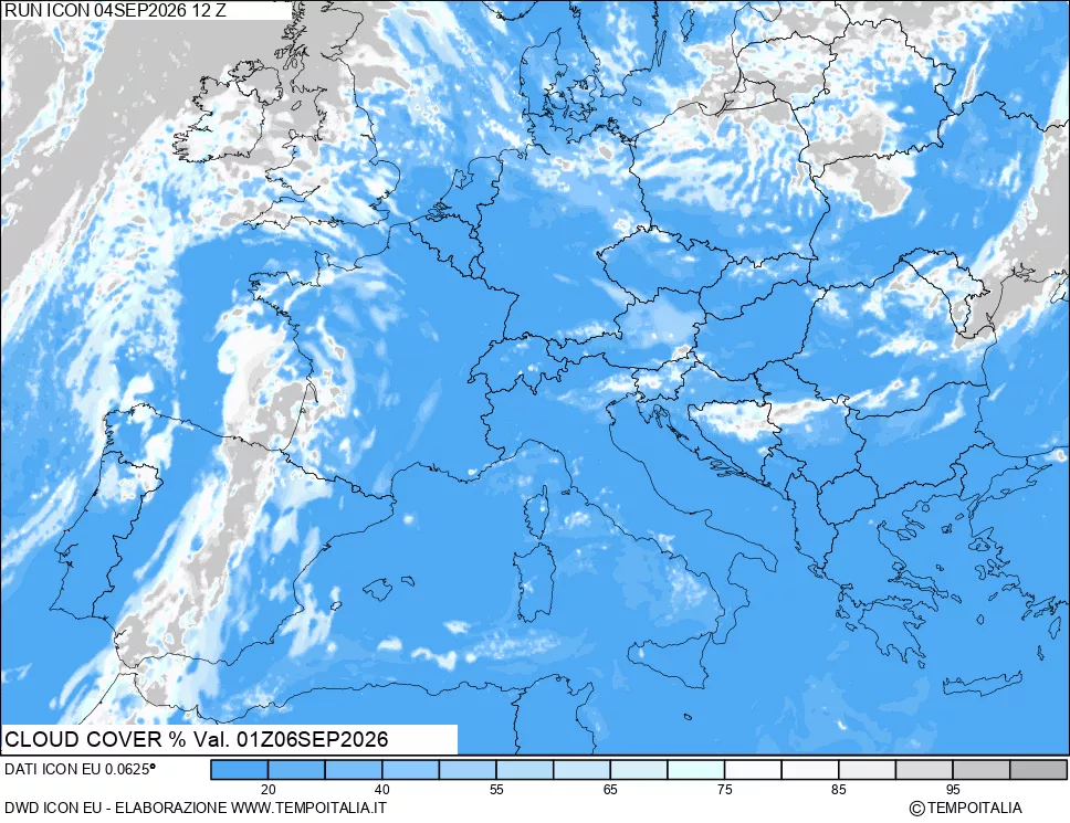mappa Nuvolosit&agrave; totale