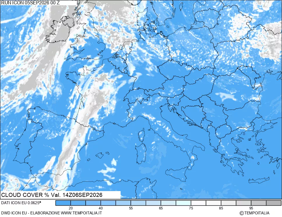 mappa Nuvolosit&agrave; totale