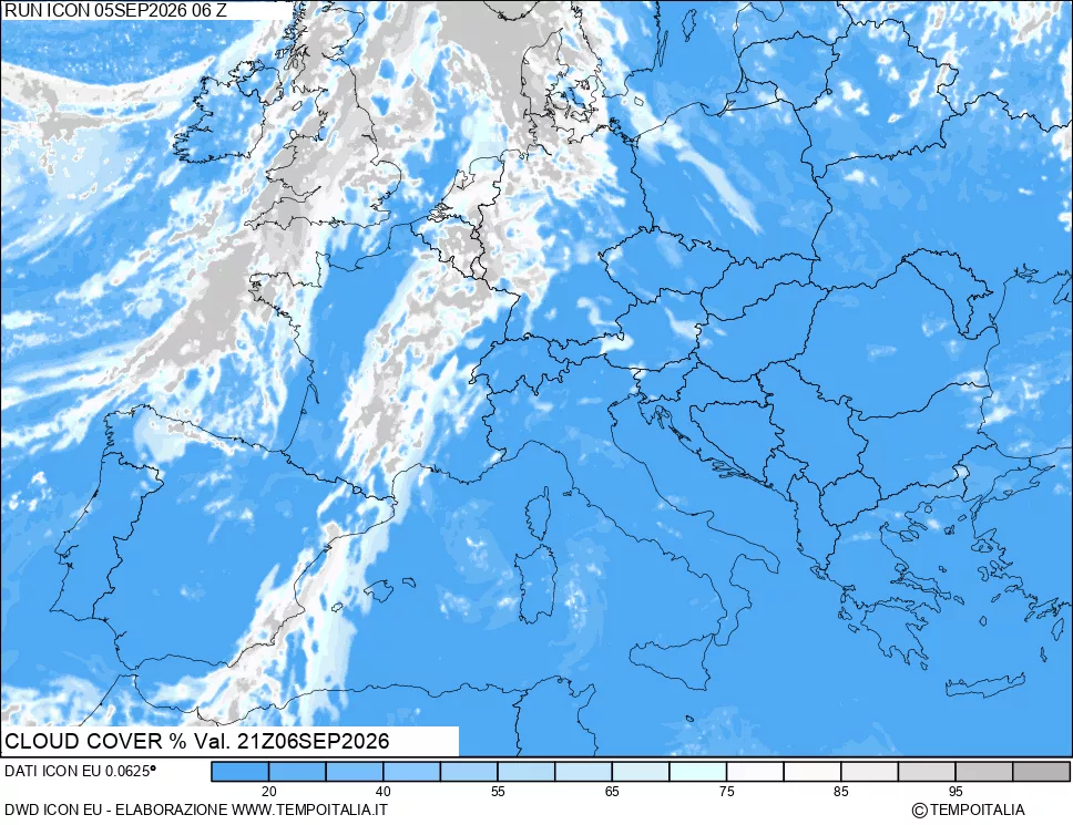 mappa Nuvolosit&agrave; totale