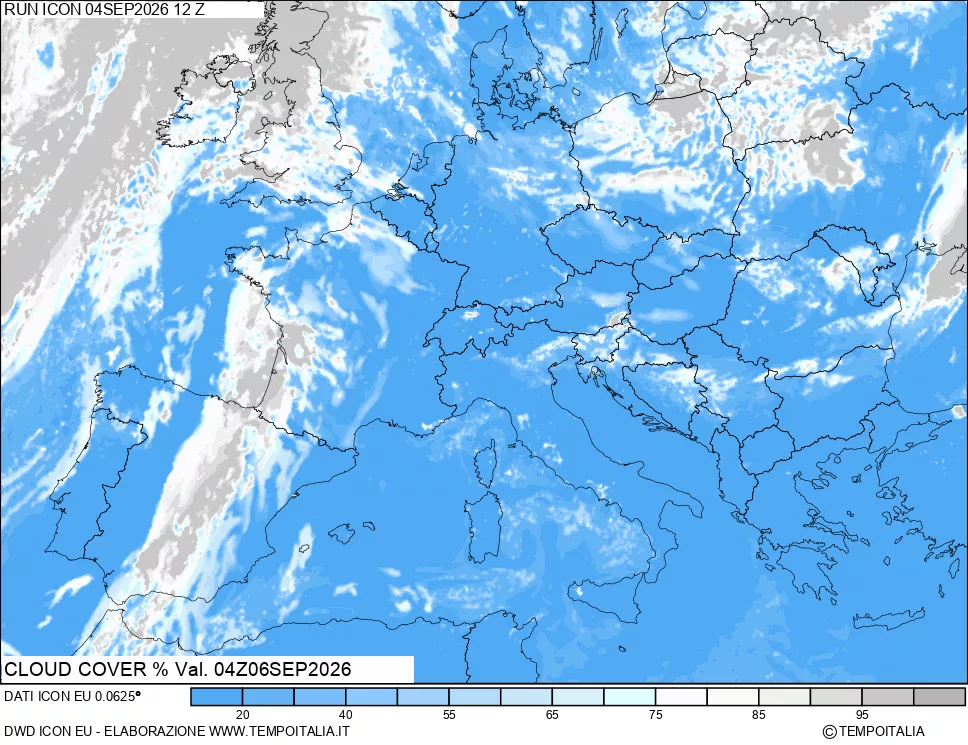 mappa Nuvolosit&agrave; totale