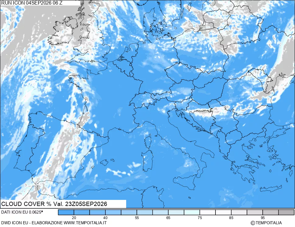 mappa Nuvolosit&agrave; totale