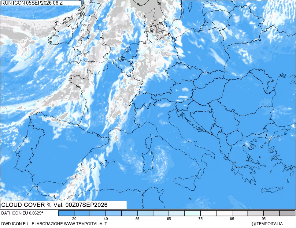 mappa Nuvolosit&agrave; totale