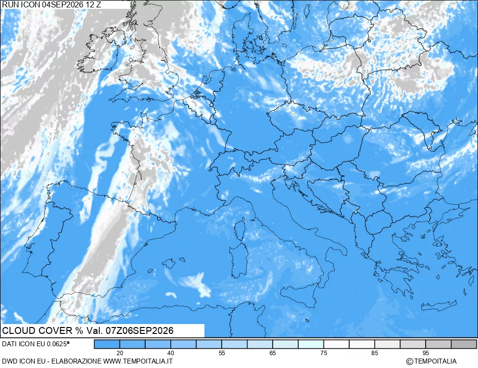 mappa Nuvolosit&agrave; totale
