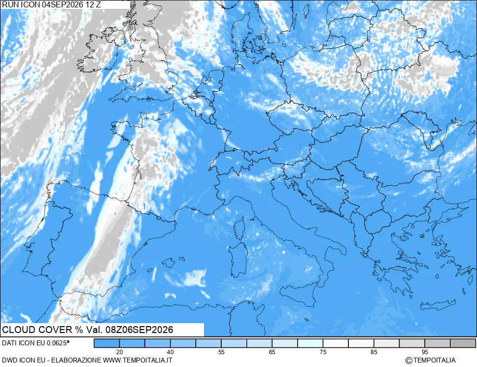 mappa Nuvolosit&agrave; totale