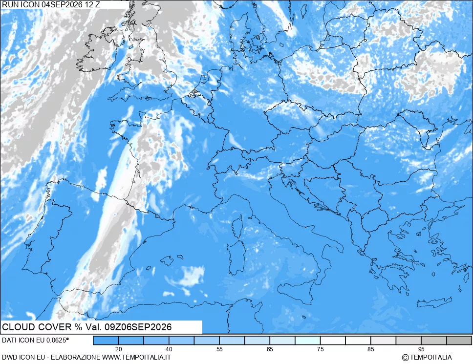 mappa Nuvolosit&agrave; totale