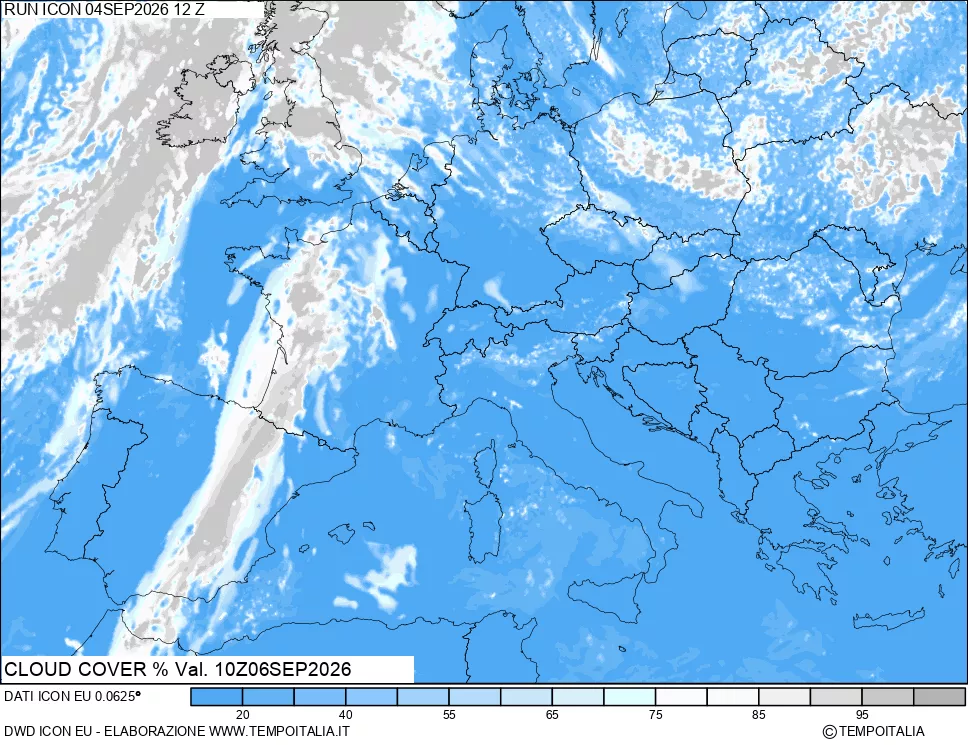 mappa Nuvolosit&agrave; totale