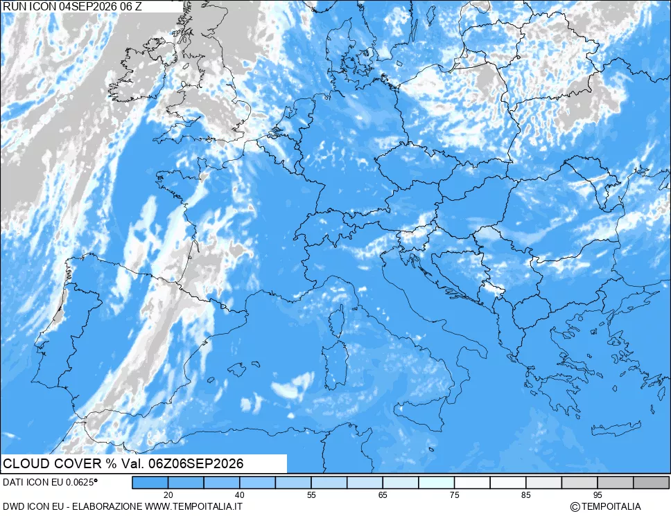 mappa Nuvolosit&agrave; totale