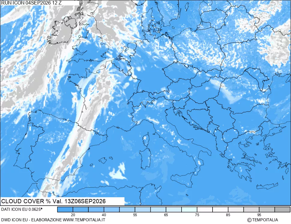 mappa Nuvolosit&agrave; totale