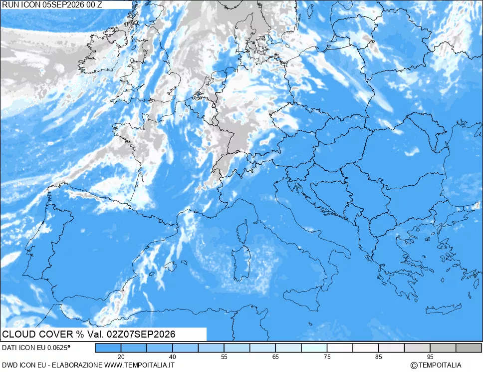 mappa Nuvolosit&agrave; totale