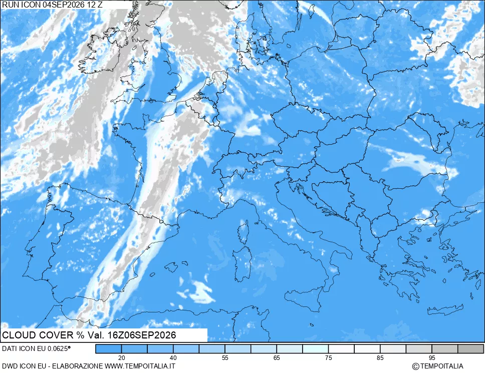 mappa Nuvolosit&agrave; totale