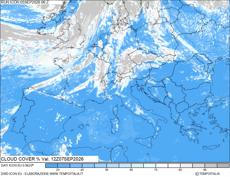 mappa Nuvolosit&agrave; totale