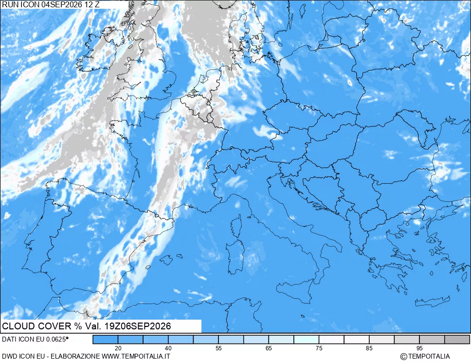 mappa Nuvolosit&agrave; totale