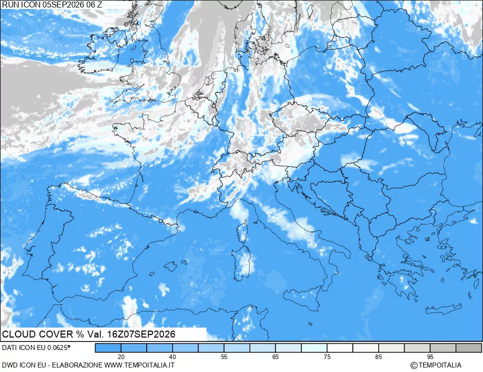 mappa Nuvolosit&agrave; totale