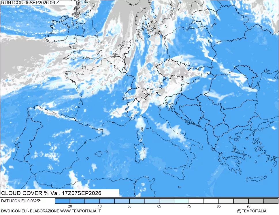 mappa Nuvolosit&agrave; totale