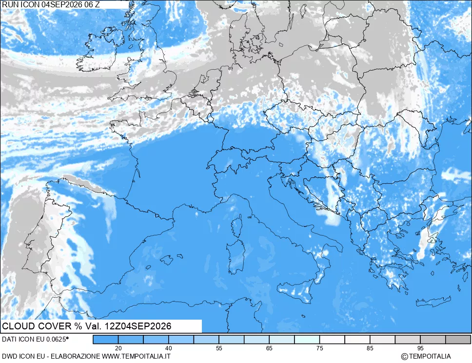 mappa Nuvolosit&agrave; totale