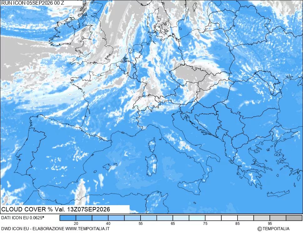 mappa Nuvolosit&agrave; totale