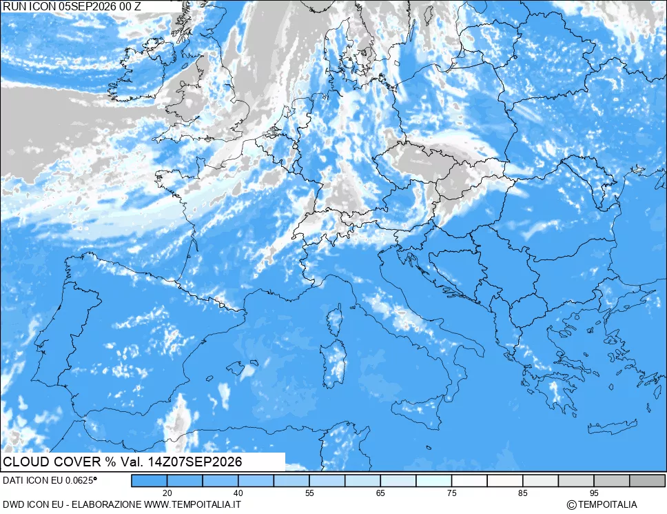 mappa Nuvolosit&agrave; totale
