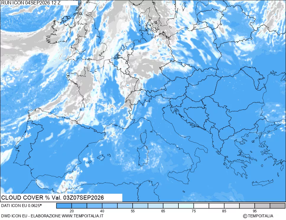 mappa Nuvolosit&agrave; totale