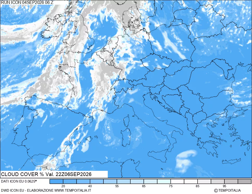 mappa Nuvolosit&agrave; totale