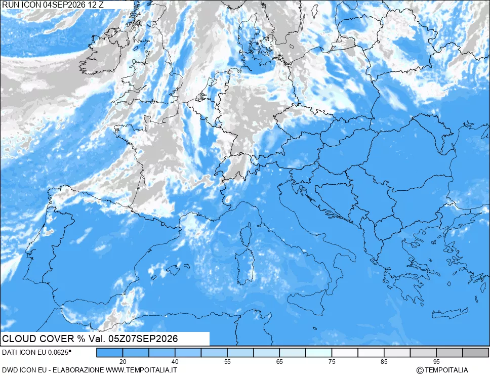 mappa Nuvolosit&agrave; totale