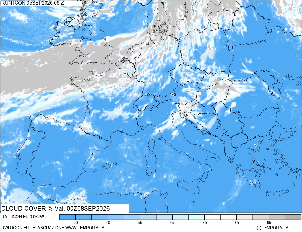 mappa Nuvolosit&agrave; totale