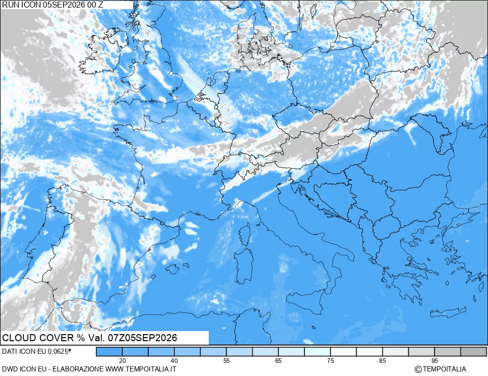 mappa Nuvolosit&agrave; totale