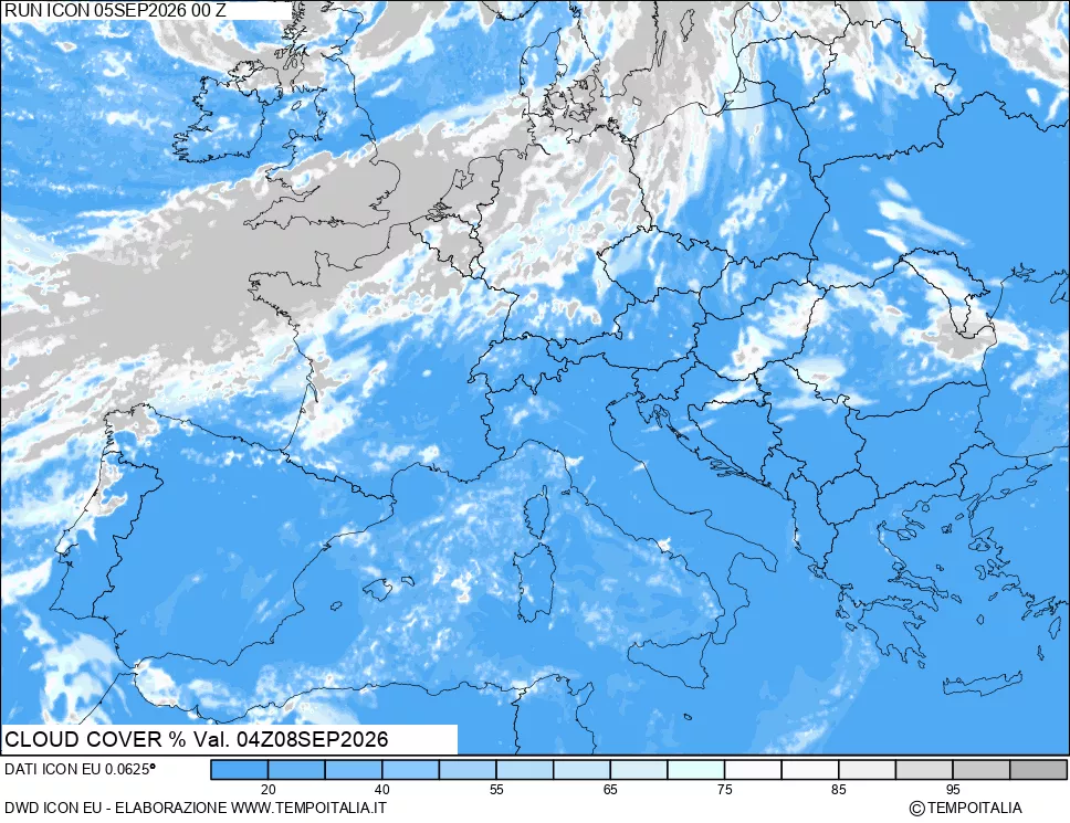 mappa Nuvolosit&agrave; totale