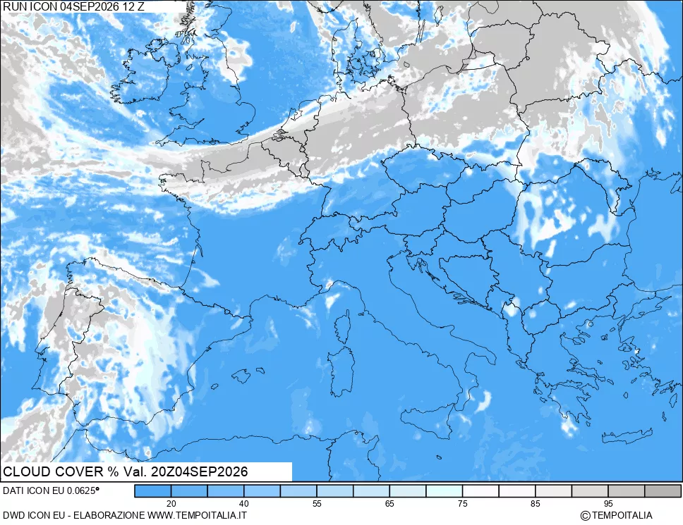 mappa Nuvolosit&agrave; totale