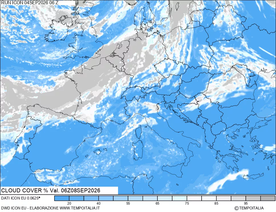 mappa Nuvolosit&agrave; totale