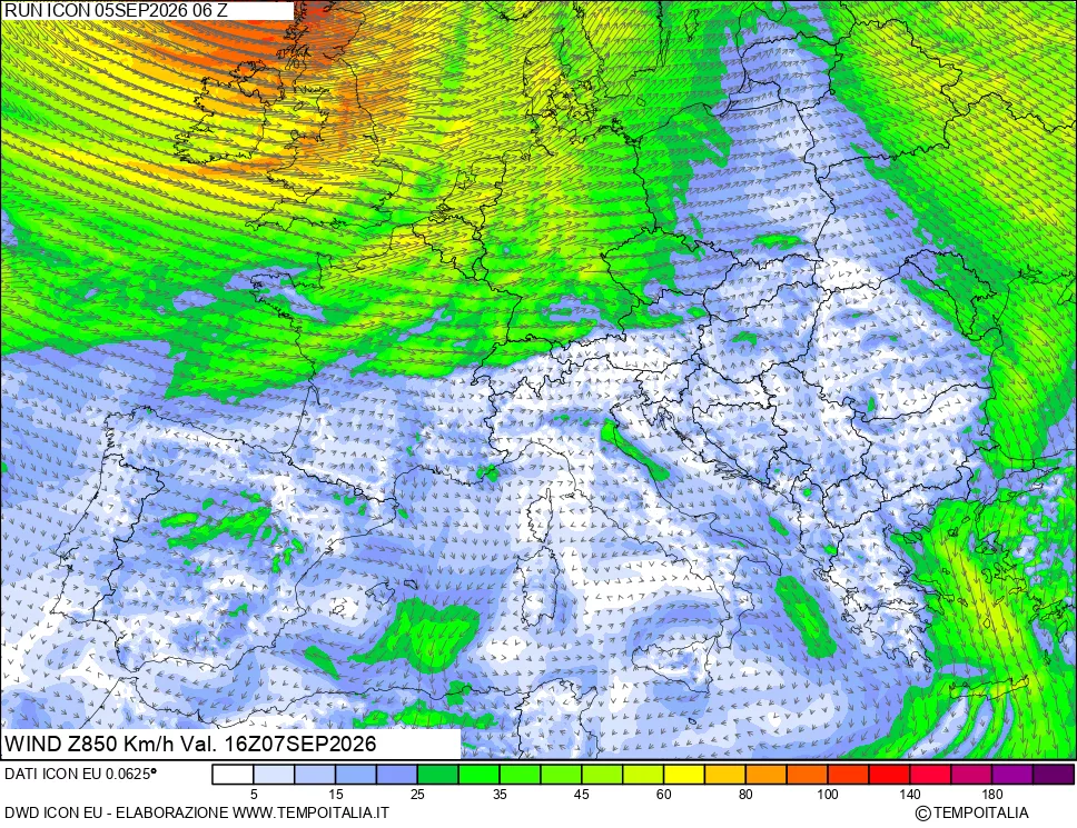 mappa 850 hPa Vento