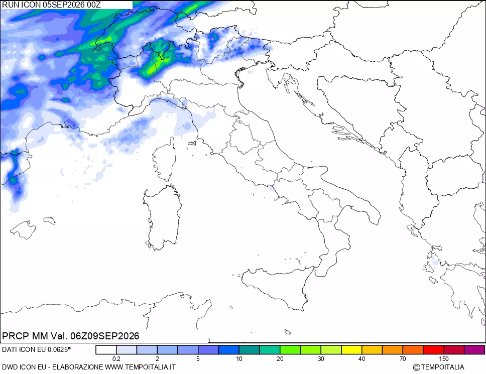 mappa Precipitazioni 24 ore precedenti