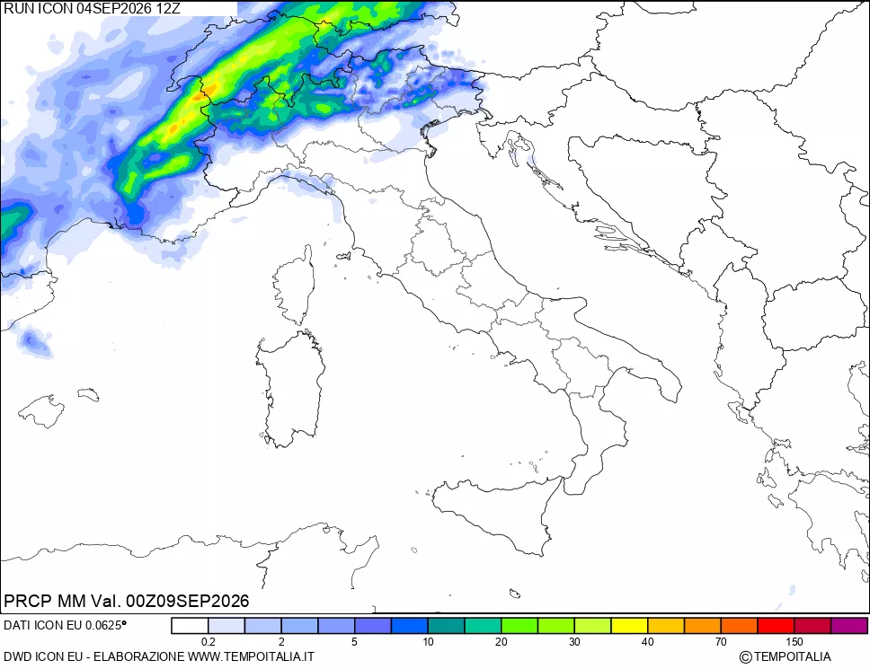 mappa Precipitazioni 24 ore precedenti