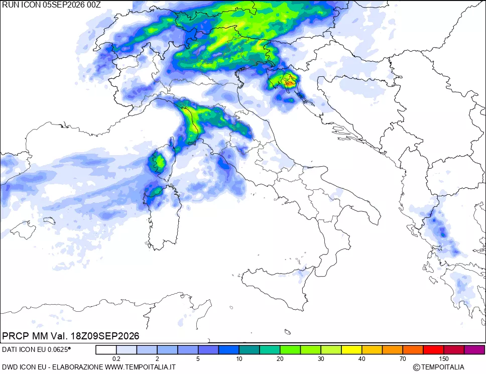 mappa Precipitazioni 24 ore precedenti
