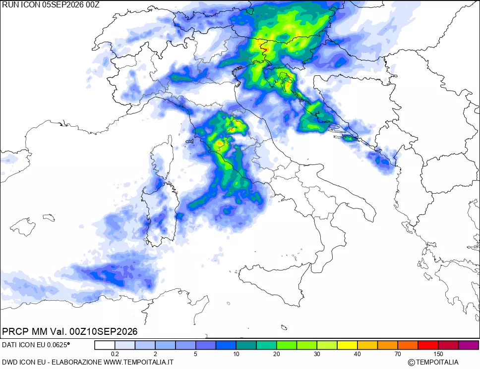 mappa Precipitazioni 24 ore precedenti