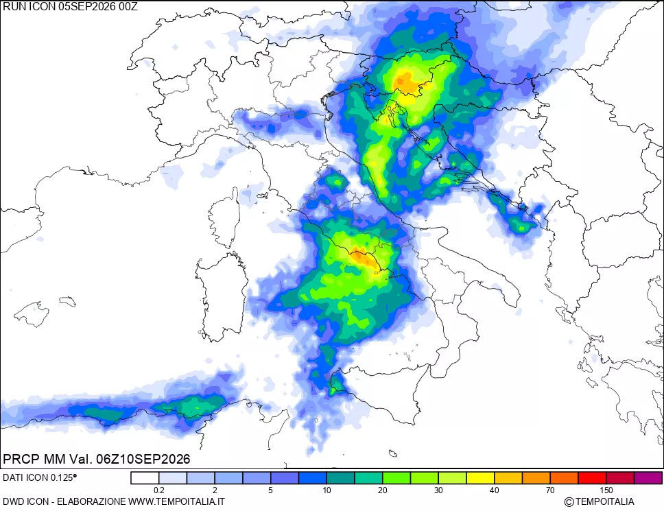 mappa Precipitazioni 24 ore precedenti