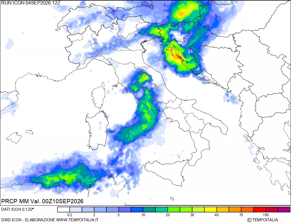 mappa Precipitazioni 24 ore precedenti