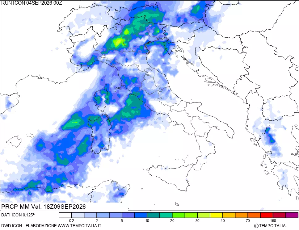 mappa Precipitazioni 24 ore precedenti