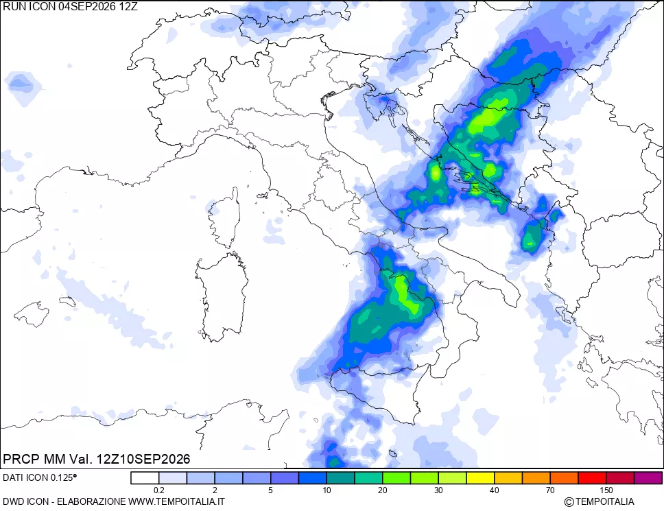 mappa Precipitazioni 24 ore precedenti