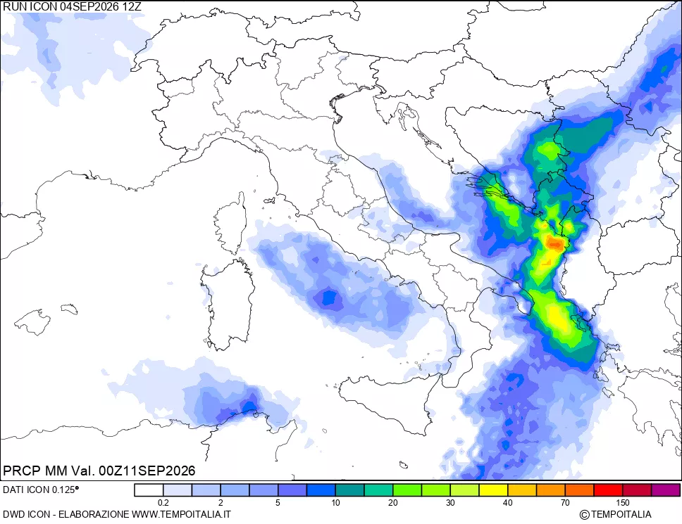 mappa Precipitazioni 24 ore precedenti
