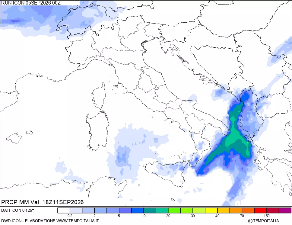 mappa Precipitazioni 24 ore precedenti