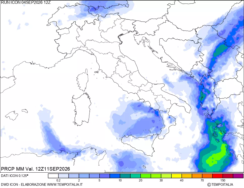 mappa Precipitazioni 24 ore precedenti
