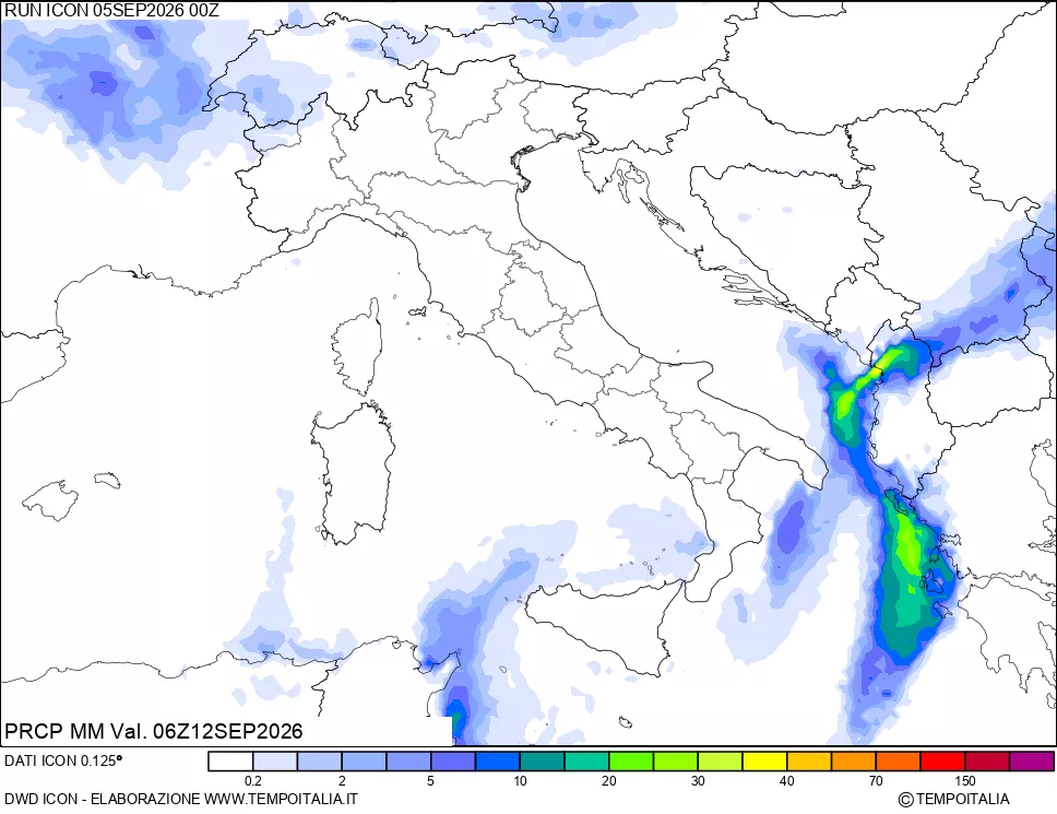 mappa Precipitazioni 24 ore precedenti